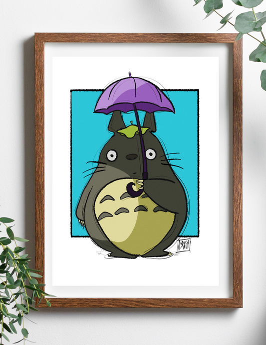 Totoro with Umbrella Fan Art